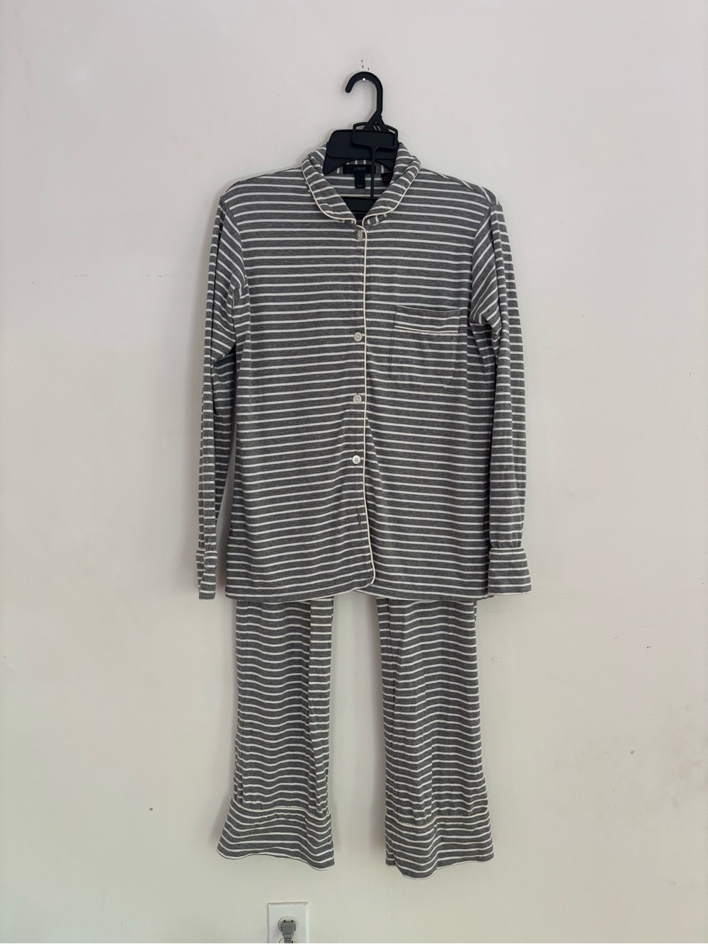 J. Crew Gray Striped Pajama Set XS - Picture 2 of 13